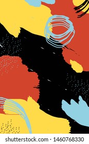 Expressive vector abstraction. Bright abstract background with different brush strokes