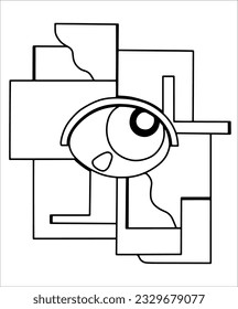 Expressive vector art with lines, curves, roughness. Large shapes, relief on a white or transparent background