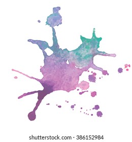 expressive watercolor spot blotch with splashes mix different color
