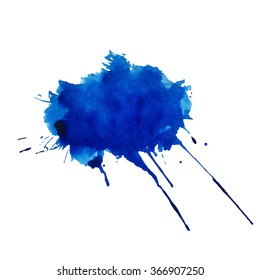 Expressive watercolor stain dark blue color. Vector illustration eps 10