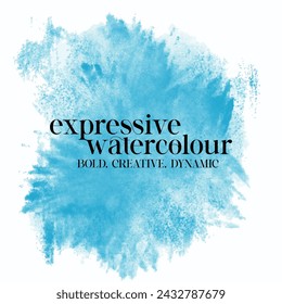 Expressive Watercolour Splash in Bold Blues Captures Artistic Dynamics