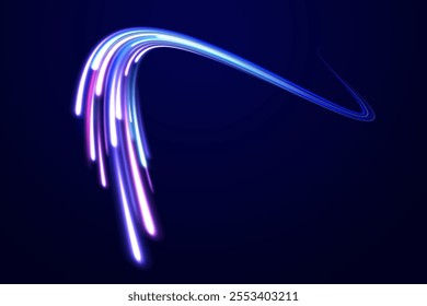 Expressway, car headlight effect. Speed connection vector background. City road car light trails motion background.  Electric car and city concept.  Hitech communication concept innovation background.