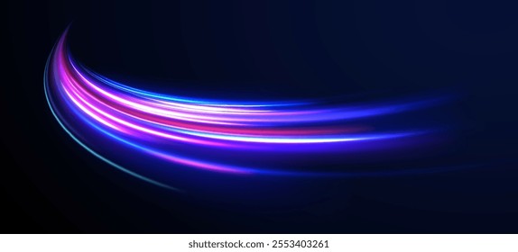 Expressway, car headlight effect. Speed connection vector background. City road car light trails motion background.  Electric car and city concept.  Hitech communication concept innovation background.