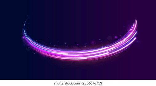 Expressway, car headlight effect. Speed connection vector background. City road car light trails motion background. Electric car and city concept Hitech communication concept innovation background. 