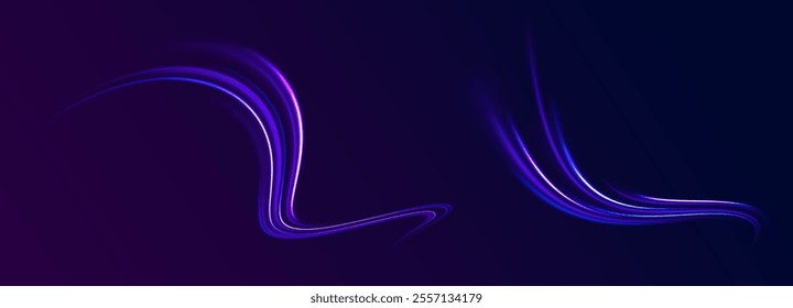 Expressway, car headlight effect. Speed connection vector background. City road car light trails motion background. Electric car and city concept Hitech communication concept innovation background. 