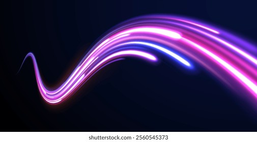 Expressway, car headlight effect. Speed connection vector background. City road car light trails motion background. Electric car and city concept Hitech communication concept innovation background. 