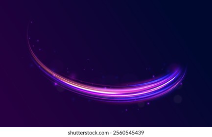 Expressway, car headlight effect. Speed connection vector background. City road car light trails motion background. Electric car and city concept Hitech communication concept innovation background. 