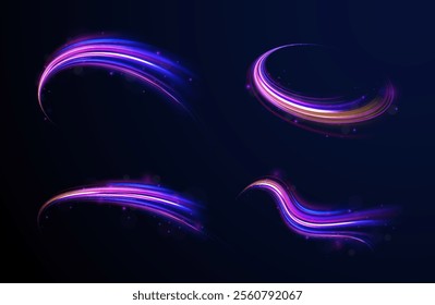 Expressway, car headlight effect. Speed connection vector background. City road car light trails motion background. Electric car and city concept Hitech communication concept innovation background. 