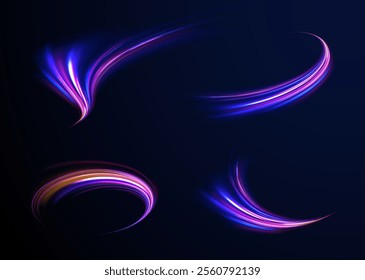 Expressway, car headlight effect. Speed connection vector background. City road car light trails motion background. Electric car and city concept Hitech communication concept innovation background.