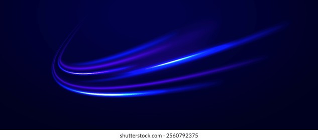 Expressway, car headlight effect. Speed connection vector background. City road car light trails motion background. Electric car and city concept Hitech communication concept innovation background. 