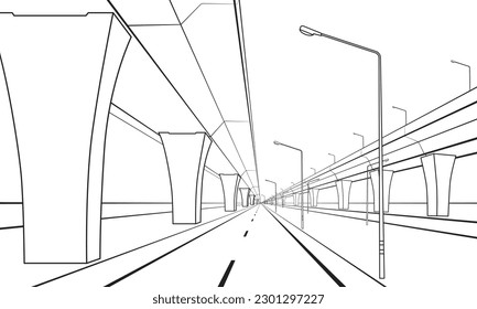 Expressway drawing line illustration background