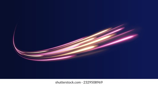 Expressway, the effect of car headlights. Low-poly construction of fine lines. Blue background. Futuristic digital floor technology perspective background.	