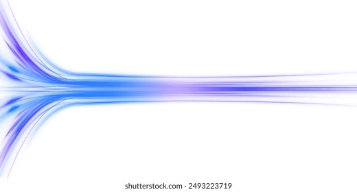 Expressway, the effect of car headlights. Low-poly construction of fine lines. Vector PNG. Image of speed motion on the road.	