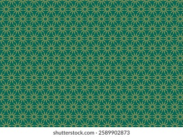 Exquisite Arabic Pattern Design in Green and Gold: A Luxurious Fusion of Geometric Precision and Intricate Motifs, Evoking Elegance and Opulence. This Timeless Composition Captures the Harmony of Isl