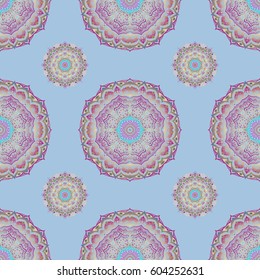 Exquisite baroque template in blue, beige and purple colors. Vector damask seamless pattern. Classical luxury old fashioned damask ornament, royal victorian texture for wallpapers, textile, wrapping.