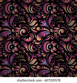 Exquisite baroque template with doodles. Vector damask seamless pattern element. Classical luxury old fashioned damask ornament, royal victorian seamless texture for wallpapers, textile, wrapping.