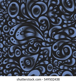 Exquisite baroque template in gray and blue doodles. Vector damask seamless pattern. Classical luxury old fashioned damask ornament, royal victorian seamless texture for wallpapers, textile, wrapping.