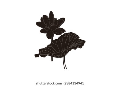 Exquisite and beautiful hand-painted vector illustration of lotus