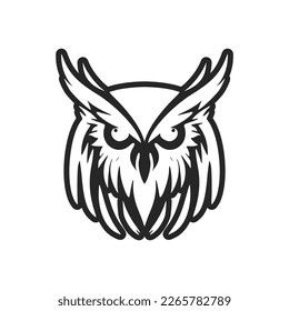 The exquisite black owl logo. Isolated on a white background.