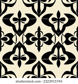 Exquisite black and white art nouveau floor pattern, displaying flowing organic shapes and curves, harmonizing with art deco influences.