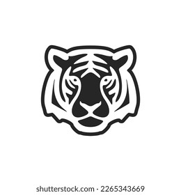 El exquisito logo del vector blanco negro es un tigre. Aislado sobre un fondo blanco.