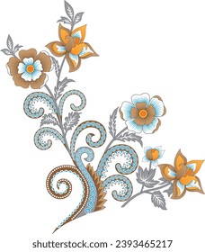 Exquisite border design, border pattern, Motif, Graph-digital-textile-design-flowers-leaves-Digital Design background with colorful objects and flowers-