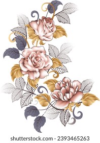Exquisite border design, border pattern, Motif, Graph-digital-textile-design-flowers-leaves-Digital Design background with colorful objects and flowers-