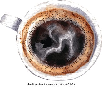 An exquisite Coffee Art Watercolor vector illustration that beautifully features coffee beans