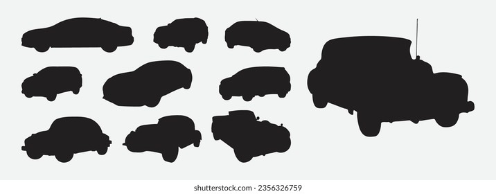 Exquisite Collection of High Quality Car Silhouettes, Versatile Vehicle Vector Set