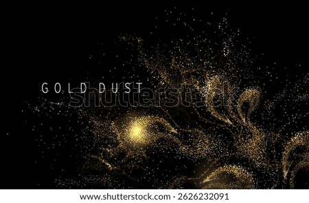 Exquisite composition with isolated abstract golden chaotic pattern on black background