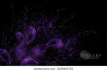Composição requintada com isolado padrão caótico abstrato roxo no fundo preto