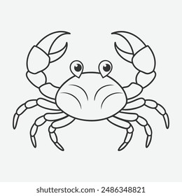 Exquisite Crab Line Art Vector, Intricate and Detailed Marine Illustration