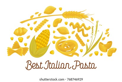 Exquisite delicious Italian pasta advertisement poster with pastry products