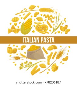 Exquisite delicious Italian pasta advertisement poster with pastry products