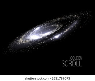 An exquisite design element, a golden glittering swirl of fine tinsel