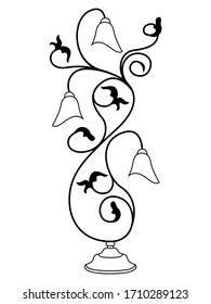 Diseño exquisito de la lámpara de mesa floral, ilustración aislada en fondo blanco, icono vectorial