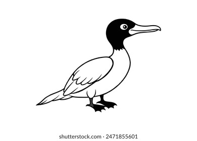 Exquisite in its detail, this line art vector illustration captures the graceful elegance of a Cormorant bird with stunning beauty.