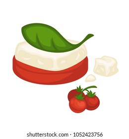 Exquisite dish of soft cheese and cherry tomato sauce