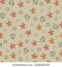 Exquisite ditsy floral seamless pattern. Aesthetic surface pattern of bunch of scandi wildflowers. Allover print flowery texture. Dainty tileable floral arrangement. Repeat textured background.