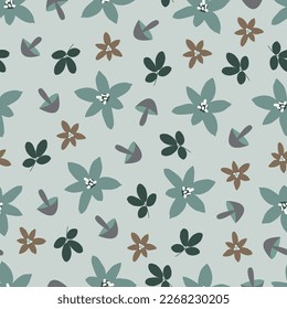 Exquisite ditsy floral seamless pattern. Aesthetic surface pattern of bunch of scandi wildflowers. Allover print flowery texture. Dainty tileable floral arrangement. Repeat textured background.