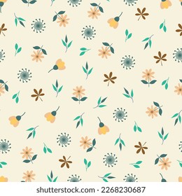 Exquisite ditsy floral seamless pattern. Aesthetic surface pattern of bunch of scandi wildflowers. Allover print flowery texture. Dainty tileable floral arrangement. Repeat textured background.