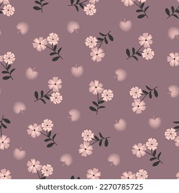 Exquisite ditsy floral seamless pattern design. Aesthetic bunch of scandi wildflowers and fan palm leaves. Dainty flowery surface pattern tile. Repeat textured composite overlay background.