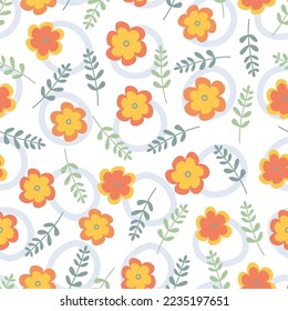 Exquisite ditsy floral seamless surface pattern design. Aesthetic bunch of blooming scandi flowers. Allover printed flowery texture composite overlay background. Dainty tileable floral arrangement. 