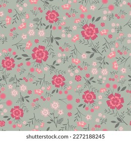 Exquisite ditsy floral seamless surface pattern design. Aesthetic bunch of blooming scandi wildflowers. Allover printed flowery textured background. Dainty tileable floral arrangement.  svg