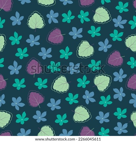 Exquisite ditsy floral seamless surface pattern design. Aesthetic bunch of blooming scandi wildflowers. Allover printed flowery texture with blue background. Dainty tileable floral arrangement. 