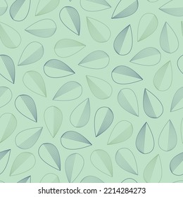 Exquisite ditsy vector foliage seamless pattern tile of abstract aesthetic leaves outlines. Trendy repeating texture. Dainty floral printed design with green background for surface printing