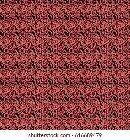 Exquisite doodle baroque template in black and pink colors. Vector damask seamless pattern. Classical luxury old fashioned damask ornament, victorian seamless texture for wallpapers, textile, wrapping