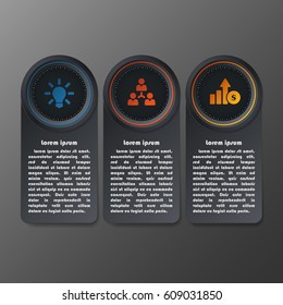 Exquisite elegant modern infographic template. Three options vector illustration. 3 notes steps business concept for workflow, data, process