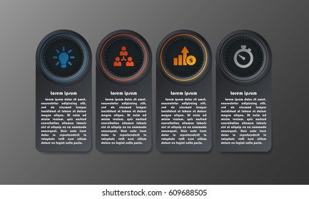 Exquisite elegant modern infographic template. Four circle options vector illustration.4 steps business concept for workflow, data, process