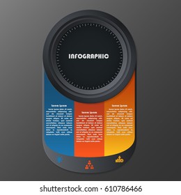 Exquisite elegant modern infographic template. Main circle with three options vector illustration. 3 colored steps business concept for workflow, data, process
